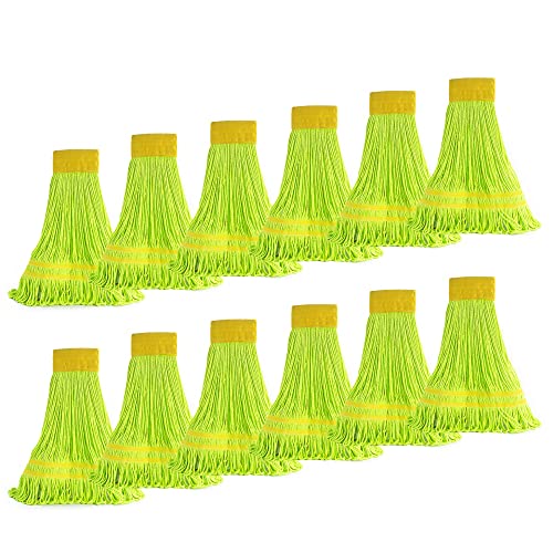 Image of Matthew Cleaning Microfiber String Mop Heavy Duty Commercial Wet Mop Head Replacement,Excellent Absorbency,Premium Launderability,Reusable for Home,Commercial and Industrial Use(Green,12Pack)