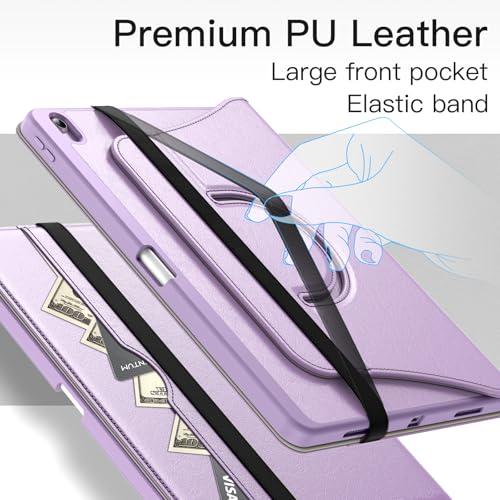 Coque rotative iPad Air 13 M4 à 360 degrés en cuir PU avec rangement stylet violet - 6