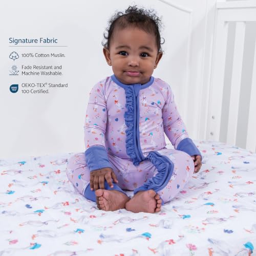 Image of LollyBanks Muslin Crib Sheet, 100% Cotton Fitted Crib Sheets for Girls