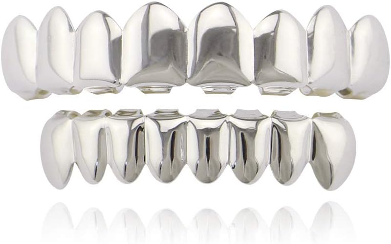 18K Gold Plated Hip Hop Caps Custom Fit Top & Bottom Grillz Set Teeth Grills Mouth