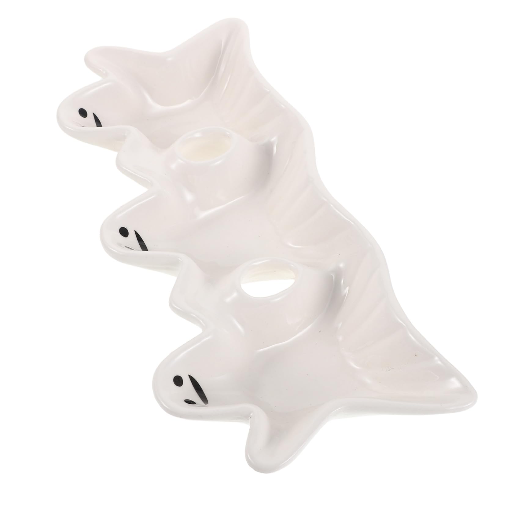 MAGICLULU Plato De Dulces Fantasma De Cerámica Bandeja para Servir Fiestas Plato De Dulces para Halloween Tres Compartimentos para Decoración De Cocina Frutos Secos Frutas y Aperitivos