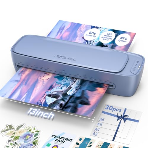 Qfun Plastifieuse A3 Thermique et Froid, Chauffage Rapide 9 in 1 Machine a Plastifier avec 30 Pochette pour A3 A4 A5 A6, Plastifieuse avec Papier Massicot et Arrondisseur pour École Bureau Famille