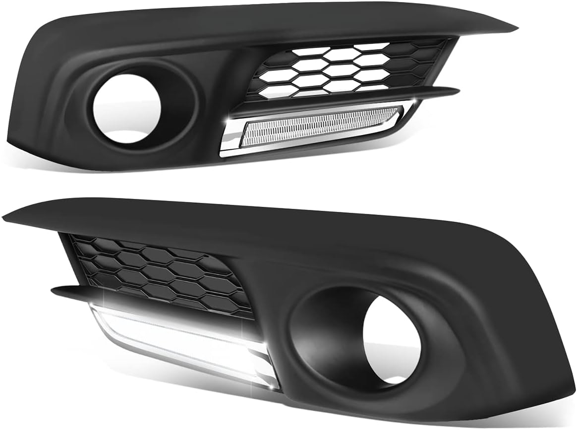 Auto Dynasty LED Fog Lights Assembly Compatible with 2016-2018 Honda Civic Sedan Coupe, Fog Lamp Replacement, Driver Passenger Side, Black Housing Clear Lens