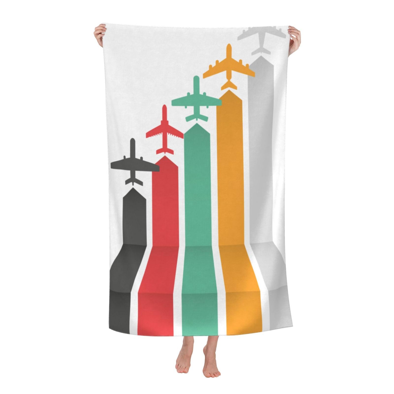 LSRCPD Beach Towel Airplane Microfiber Beach Towels Blanket Oversized Tropical Big Extra Large XL Pool Towels Quick Dry Sandproof for Women Girls Kids
