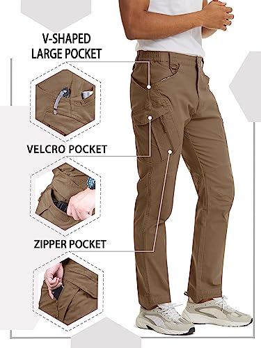 Tacvasen Men's Cargo Operator Casual Cotton Pants With Elastic Waistband Brown, 36 #TOP3