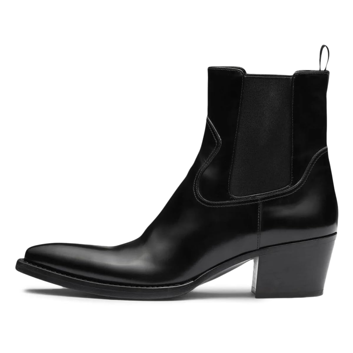 Women Pointy Toe Stretchy Pull on Chelsea Boots Comfy Low Block Heel Ankle Boots Classic Party Event Daily
