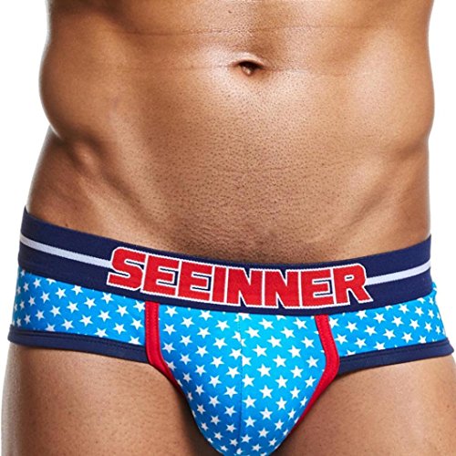 Calzoncillos para Hombre Ropa Interior Sexy Calzoncillos Estampados de algodón Suave Bragas, Ba Zha Hei,Mens Sexy Underwear Shorts Underpants Star Prints Soft Cotton Briefs Panties Transpirable Slips