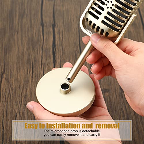 Zubebe 4 Pcs Retro Vintage Microphone Props Halloween Fake Microphone Plastic Pretend Mic for Podcast Event Rock and Roll Hip Hop Music Movie Theater Birthday Jazz Party Decor - Image 7