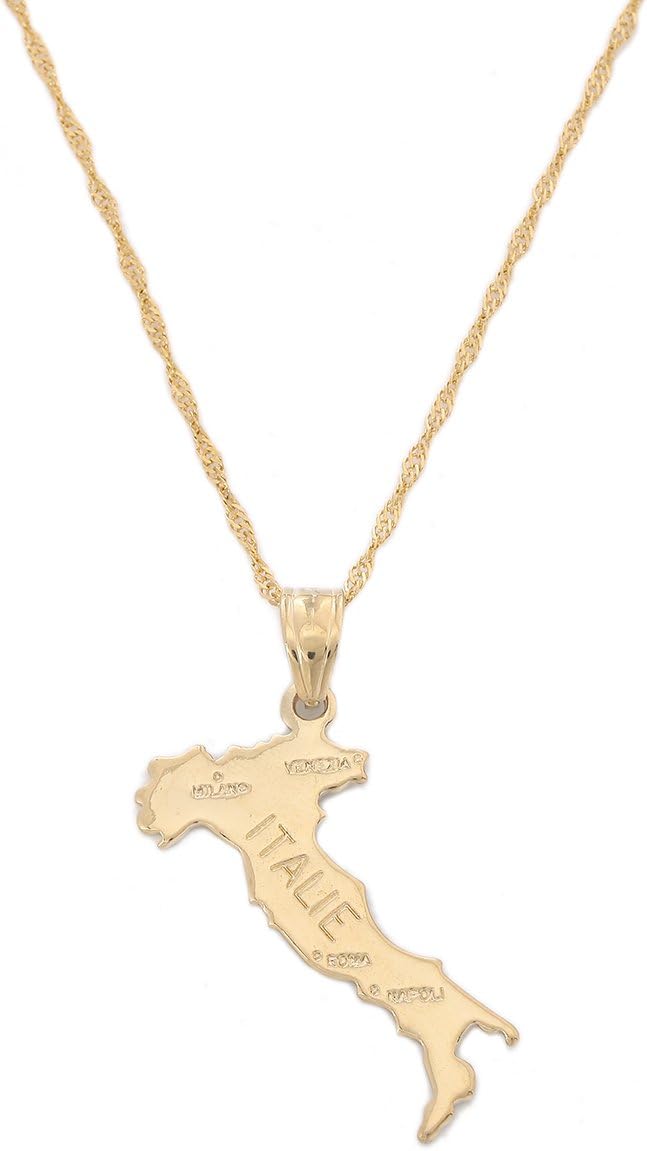 18K Plated Map of Italy Necklace Pendant for Italian