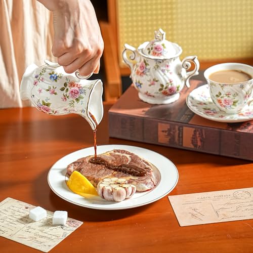 image for Agyiuns Sugar and Creamer Set Ceramic, Creamer Pitcher and Sugar Bowl 