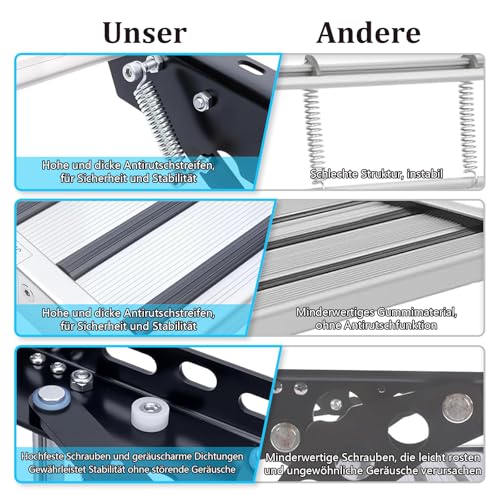 Zertylre Manuelle Wohnmobil Treppe, Faltbar, Manuelle Wohnmobiltreppe, Belastbarkeit 150 Kg, Campingtreppe Aus Edelstahl FüR Wohnmobile(Doppeldecker)