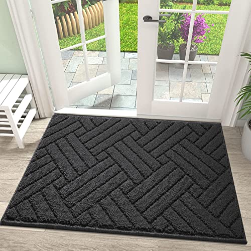 JEEDOVIA Door Mat Indoor Doormat, Entryway Rug Door Mats Non-Slip Rubber Backing, Low-Profile Entrance Rugs, Absorbent Resist Dirt Doormats Washable Floor Door mat for Entryway,20"x31.5"Charcoal