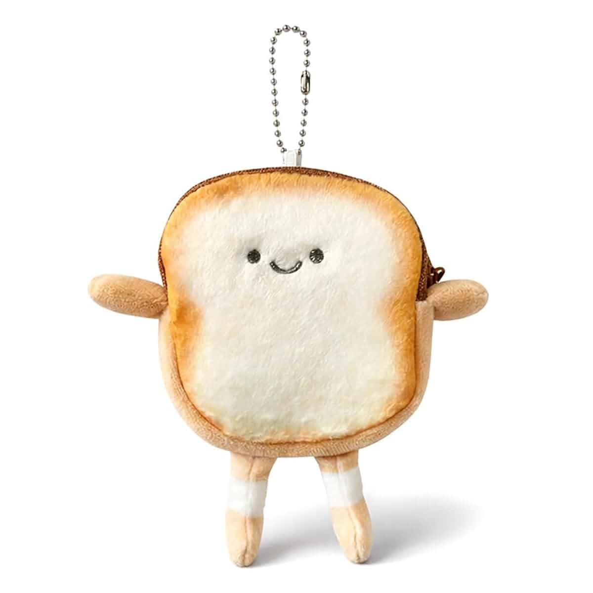 Toast Bread Cute Wallet Keychain Plush Fluffy Mini Coin Purse Small Toast-Shaped Coin Pouch Purse Bag Charms for Handbag for Girls and Women