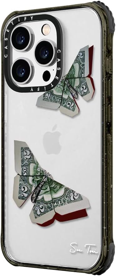 CASETiFY Ultra Impact iPhone 14 Pro Case [5X Military Grade Drop Tested / 11.5ft Drop Protection] - MONEYFLY - Clear Black - Image 5