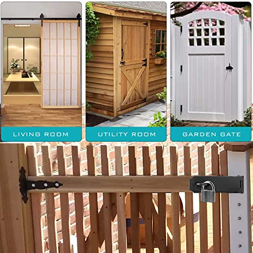 2 Pack Door Locks Hasp Latch, 304 Stainless Steel Padlock Hasp Latch Lock, 4 Inch Hasps For Padlocks, Padlock Latch Polished Brushed Surface Extra Thick Gate Lock Hasp With Screws (Silver And Black) #TOP2