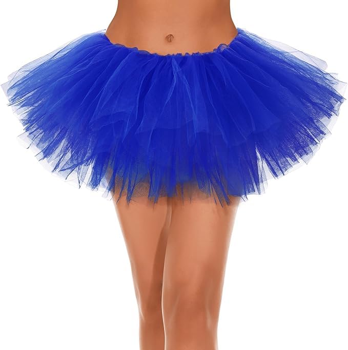 Zando Royal Blue Tutu for Women 5 Layers Halloween Costume Cosplay Tutu