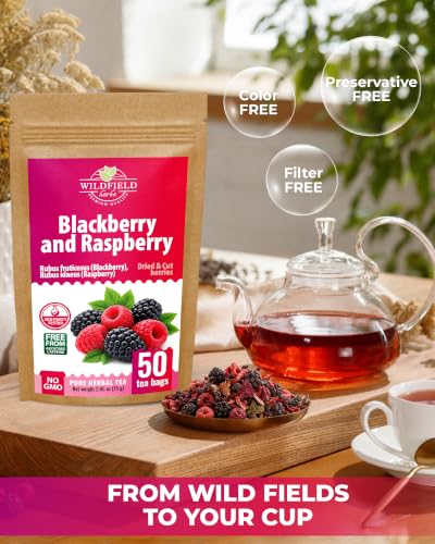 Image of 50 Bags Blackberry & Raspberry Fruit Tea Blend (Rubus Fruticosus, Rubus Idaeus) - 50 Count 1.5g Bags Mixed Berry Fruit Infusion Te De Mora Y Frambuesa