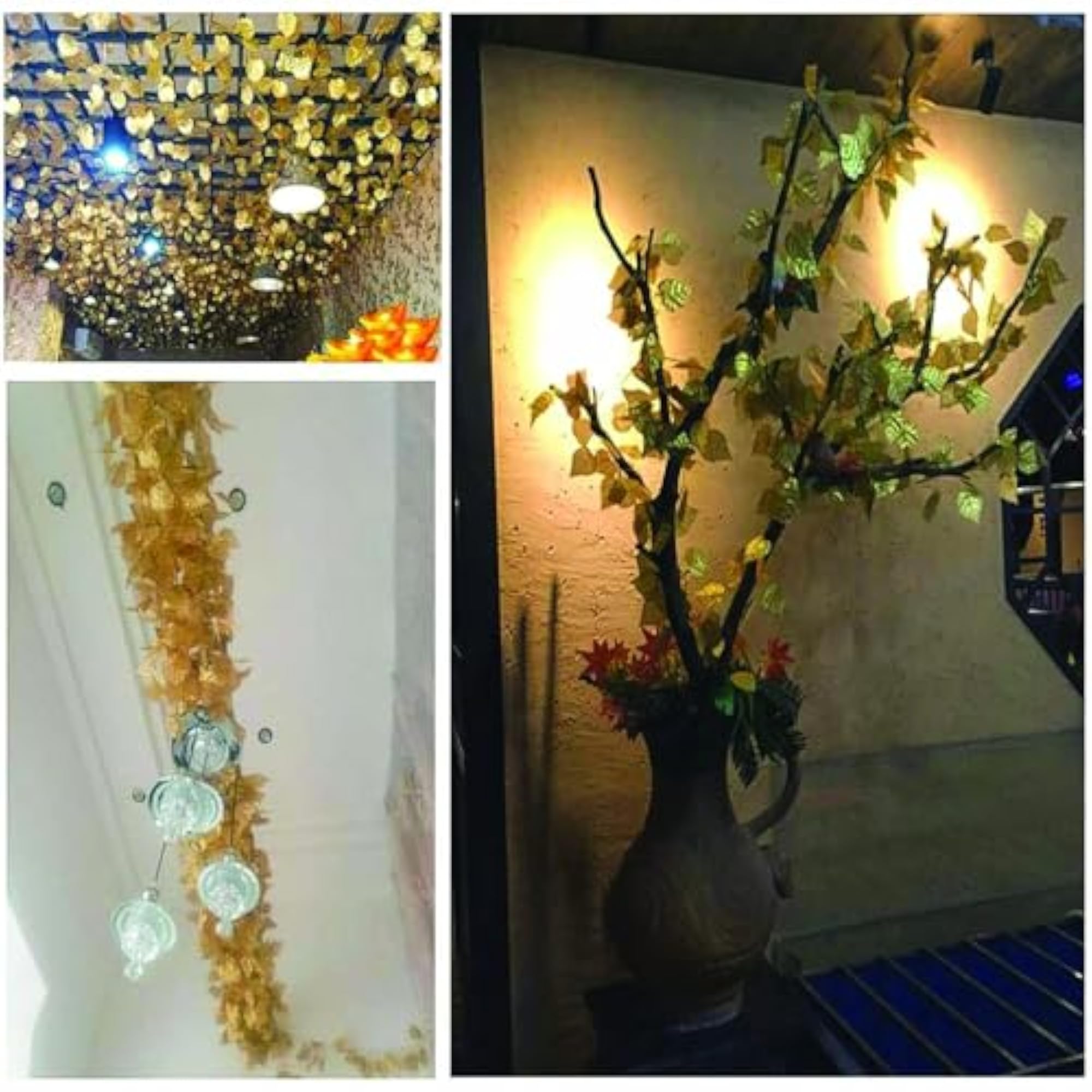 Pack of 6 Gold Color Wall Hanging Artificial Creeper Strings