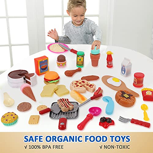 Liberty Imports Gourmet 50 Piece Pretend Play Food Assortment Toy Set For Kids With Pan, Kitchen Tools, Breakfast, Fast Food, Ice Cream, Desserts #TOP5