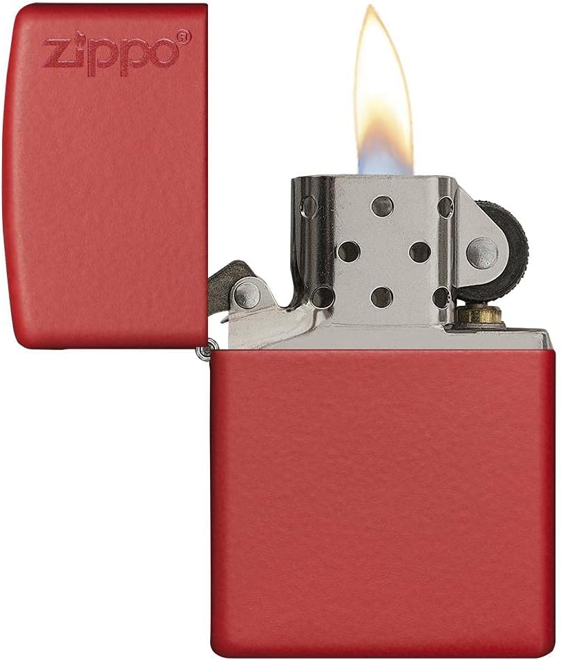 Zippo Logo Matte Pocket Lighter - Red