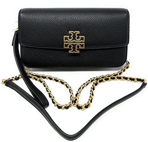 Tory Burch Women's Britten Pebble Chain Wallet W. Wristlet (Black)