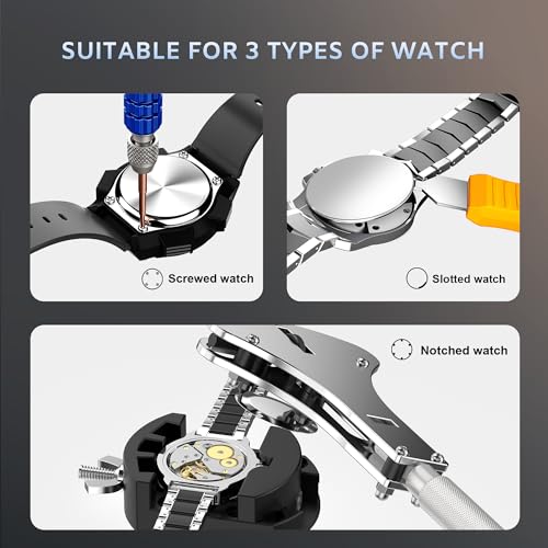 Image of JOREST Watch Repair Tool Kit, Battery Replacement, Strap Adjustment, Bracelet Pin Removal, Band Link Remover, Resizing Tool, Wrench Opening Cover, Case Back Opener, Screwdriver, Spring Bar