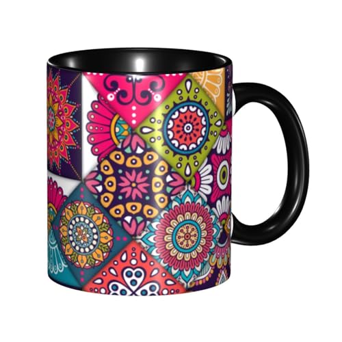 マグカップ エスニック柄 マンダラ柄 曼荼羅 コーヒーカップ 330ml 陶器 食器 おしゃれ 男女兼用 ミルクコップ コーヒー ティー オフィス 家庭用 誕生日 贈り物
