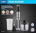 220 Volt Hand Blender 1000W - 3 in 1 Hand blender includes blending shaft, 500 ml chopper bowl, 700 ml beaker and whisk-220V 240V (Not For Use In USA)