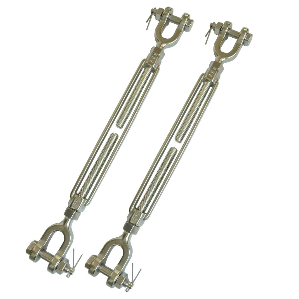Lot de 2 tendeurs en acier inoxydable 304, 5/16 M8 à corps fermé et mâchoire pour tendeur de câbles, tendeur pour voile d'ombrage, cordes à linge, guirlandes lumineuses, limite de charge de 952,5 kg