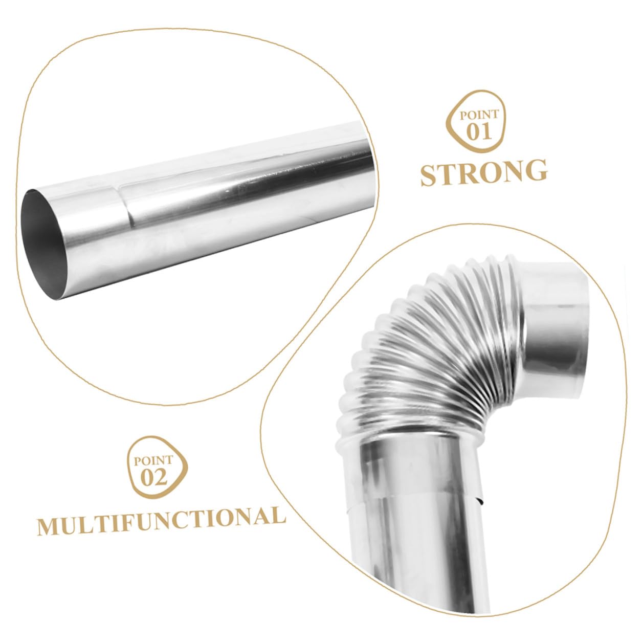 Tubo Canna Fumaria per Stufa, Set 1 Pezzo in Acciaio Inox | Argento, Installazione Semplice, per Stufa Domestico e Riscaldamento a Legna