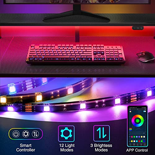 Seven Warrior L Shaped Gaming Desk With Led Lights & Power Outlets, 58”Reversible Computer Desk With Storage Shelf & Monitor Stand, Corner Desk With Cup Holder, Gaming Table With Headphone Hook, Black #TOP6