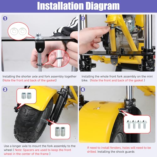 Image of Mini Bike Front Forks Suspension Kit Imitation Carbon Fiber Replacement for Monster Mega Moto MMB80 MMB105 80cc 105cc Coleman CT100U Baja DB30 GMB100 Motovox MBX10 MBX11 Minibike Parts
