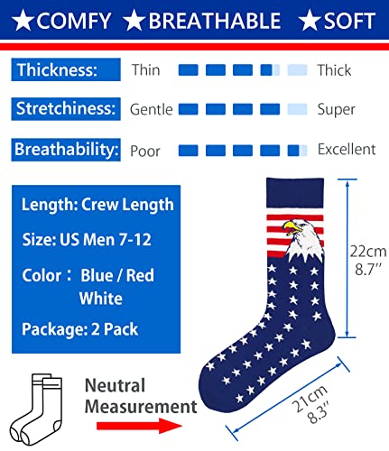 Buenwaz Patriotic Socks For Men 4 Pairs American Flag Socks Usa Red White Blue Stars Stripes Novelty 4Th July Independence Day Socks #TOP4
