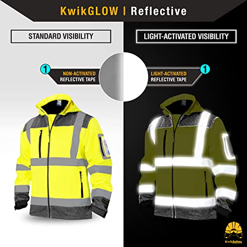 Kwiksafety - Charlotte, Nc - Galaxy Softshell Safety Jacket [Limited Edition Pattern] Class 3 Water Resistant Ansi Osha Hi Viz Gear/Yellow 2Xl #TOP2