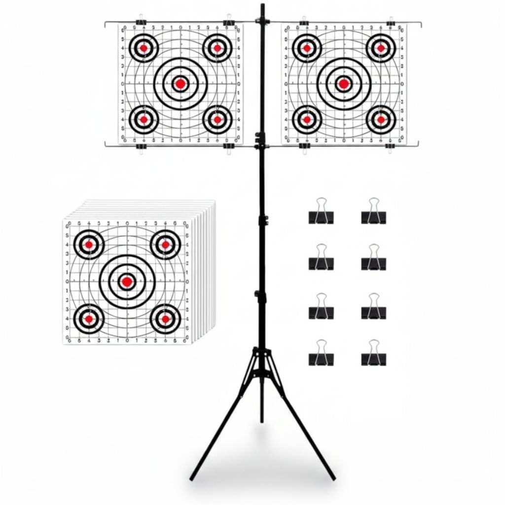 Supporto per bersagli con treppiede estensibile fino a 150 cm – Ideale per Airsoft, armi ad aria compressa, pallini di piombo e sfere in acciaio. Compatibile con bersagli fino a 30 x 30 cm. pieghevole