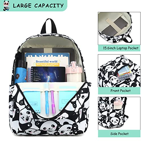 Fuyicat Panda School Backpack for Girls, Kids Teens Elementary Middle School Bag Women College Bookbag Laptop Backpacks2
