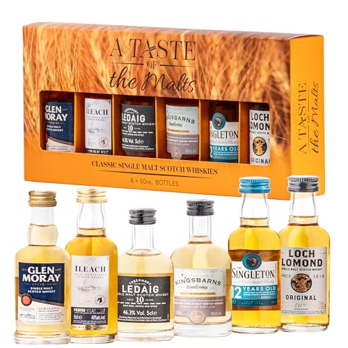 Select Drams A Taste of The Malts Whisky Tasting Set 6 x 5cl Single Malt Scotch Miniatures | Includes Glen Moray Singleton 12 & More | Scotch Whisky Gift Set for Him | Malt Whisky Tasting Set