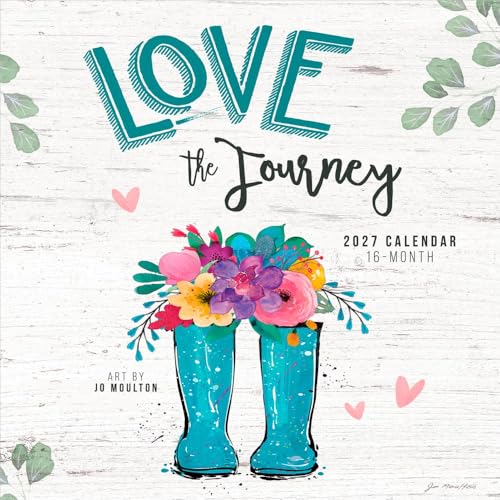 Love the Journey | 2027 12 x 24 Inch (Hanging) Monthly Square Wall Calendar | Featuring the Artwork of Jo Moulton | Plastic-Free | Hopper Studios | Stationery Design Photography