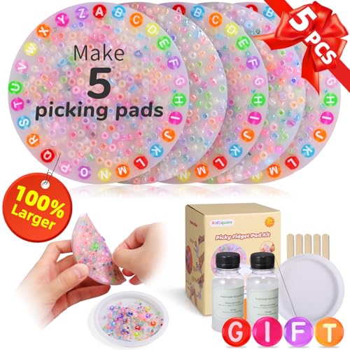 5 Pcs Picky Fidget Pads Kit, Skin Picking Fidget Toys, Sensory Picking Pad for Anxiety, Dermatillomania, DIY Making Kit for Pick Party Toy 6+ Kids, Adults, Gifts for Skin Pickers