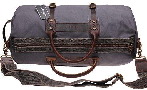Iblue Canvas Leather Overnight Travel Duffel Weekender Bag For Men #10308 (Xl, Grey) #TOP3