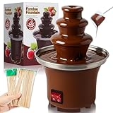 Lallisa 3 Tier Electric Chocolate Fountain Chocolate Fountain Machine with 200 Pcs Bamboo Skewers for Parties, Melts Cheese, Queso, Candy, and Liqueur for Valentine's Day Parties