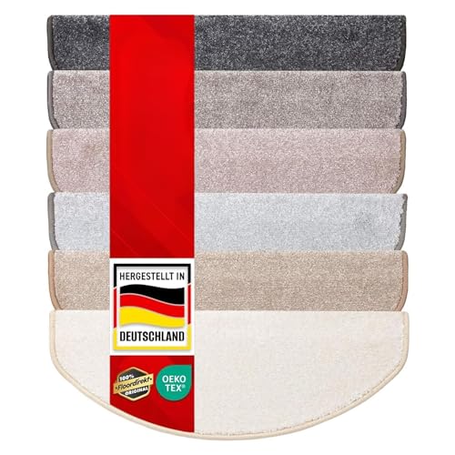 casa pura - Sundae - Marchettes d'escalier antidérapantes - Sécuriser Vos marches - Couture Robuste - Fabriqué en Allemagne - Beige, Semi-Circulaire, 1 pièces, 65 x 23,5 x 1,3 cm