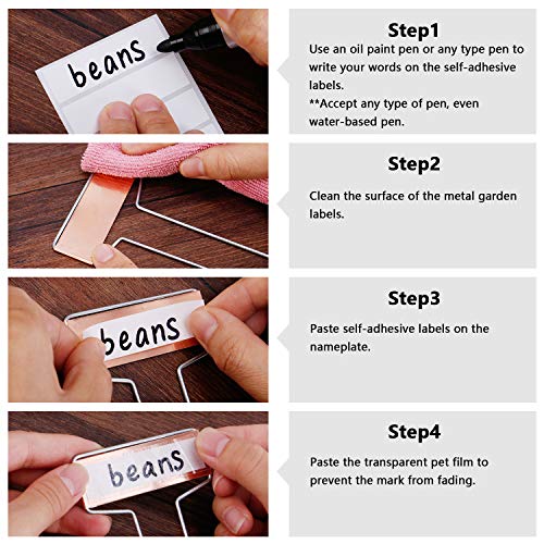 Wanapure 30PCS Copper Metal Plant Tags Plant Labels with 60Pcs Labels, Rainproof PET Film & Permanent Pen, 10" Weatherproof Banner Garden Markers, Marking Protection Seedling Signs Nursery Tags