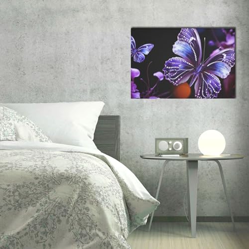 Tableau papillon violet impression sur toile decoration maison