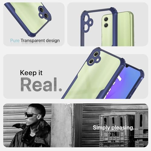 Image of Pikkme Back Cover | Crystal Clear Transparent Back | Ultra Hyrbid | Full Camera Protection | Raised Edge | Bumper Back Case for Samsung Galaxy A05 / M05 / F05 (Blue)