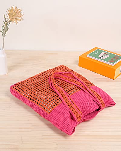 Image of ENBEI Beach Bag Crochet Tote bag for Women,Aesthetic Boho Large Bag,Foldable&Lightweight,Shopping,Beach,Travel,Daily Use