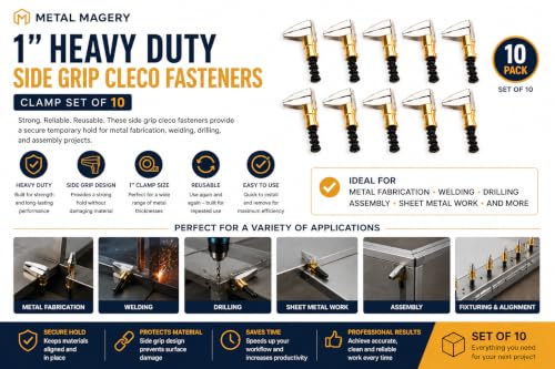 Image of 1 inch Heavy Duty Side Grip Cleco Fasteners Clamp Set of 10 | 1 inch Heavy Duty Side Grip Cleco Fasteners Clamp Set