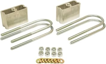 Belltech Leaf Spring Block Kit, 3 in Lowering, Hardware/U-Bolts, Aluminum, Natural, 2-1/2 or 3 in Wide Leaf Springs, Kit