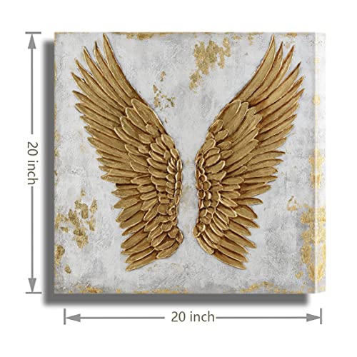 Gold Angel Wing Wall Art Home Decor Print On Canvas Wall Art Contemporary Artwork Modern Art Wood Inside Framed Hanging Wall Modern Pictures Oil Painting (Gold, 20X20Inch) #TOP1
