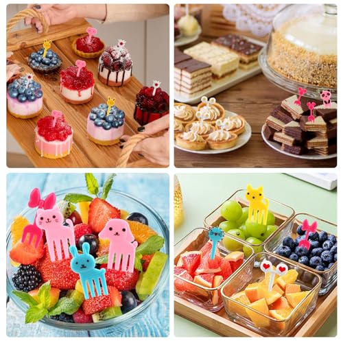 60 Stück Obstgabeln, Tiere, Mini-Kunststoffgabeln für Kinder, Dessert-Partyzubehör